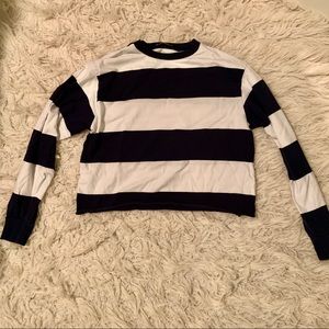 Brandy Melville blue and white long sleeve top